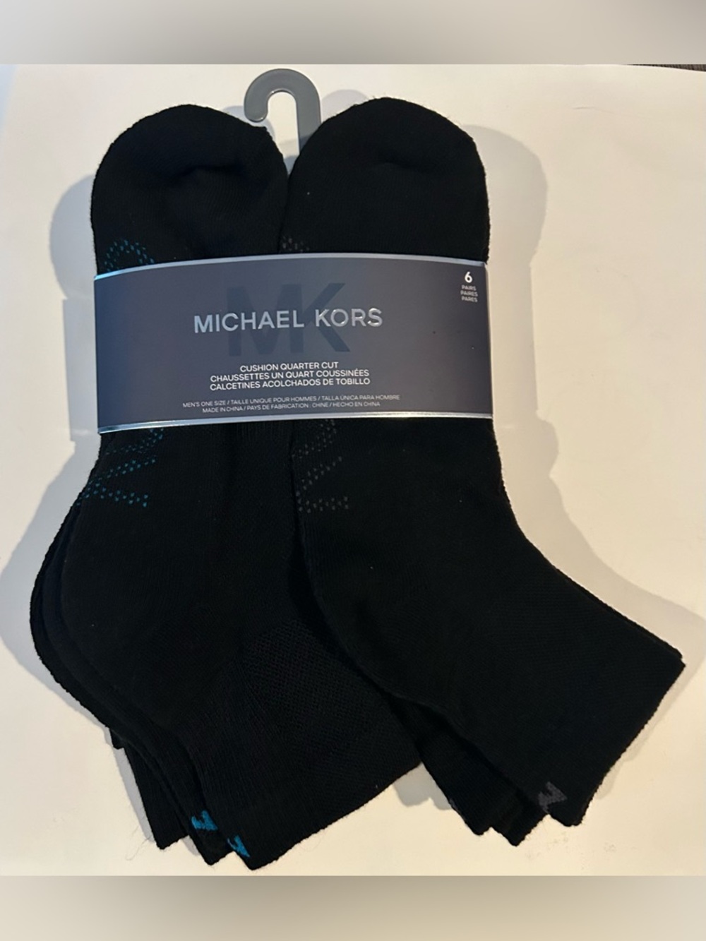 Michael Kors Men's 6-Pack Cushion Quarter Cut Socks Black NEW